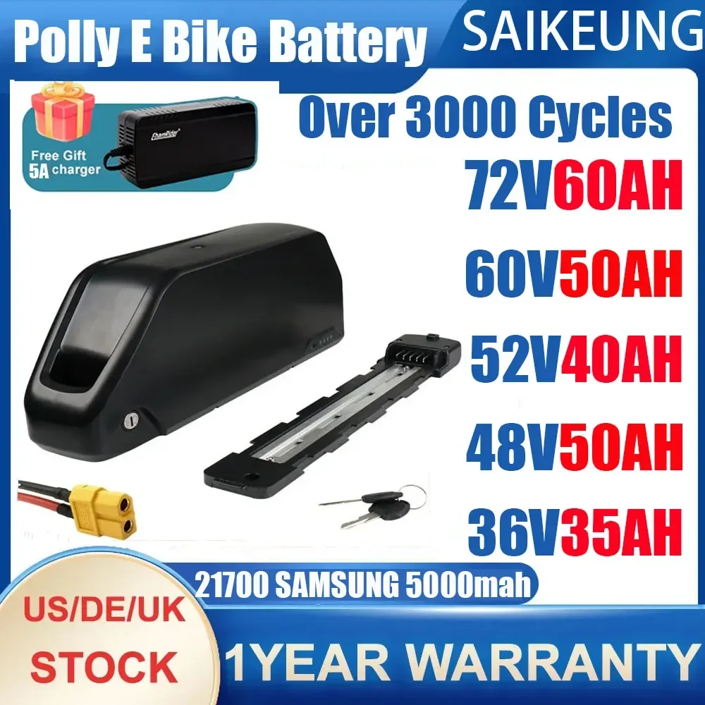 72V 50Ah 21700 Lithium Battery - Batterie de vélo électrique Downtube Hailong