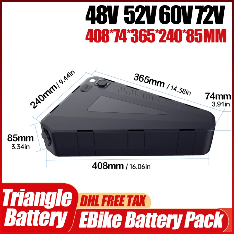 Batterie triangulaire pour vél - 72V 50Ah 21700 Lithium Battery avis et prix